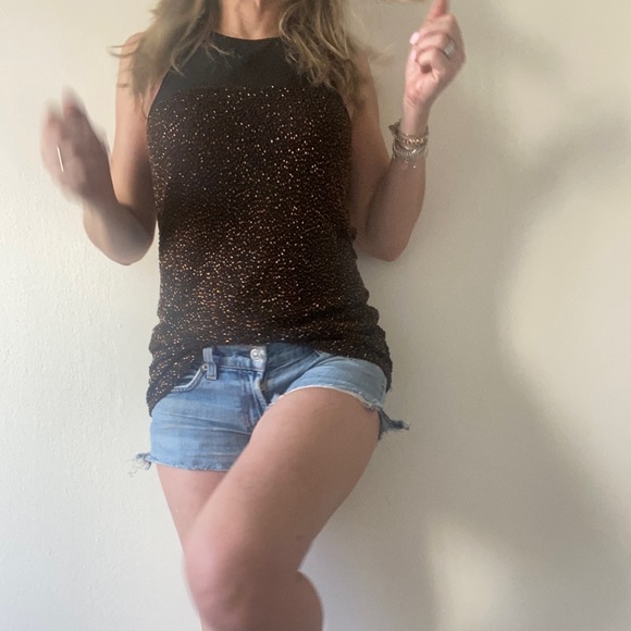 Vintage 90s beaded mesh fitted glam tank top 🍪🍪 - Picture 9 of 14